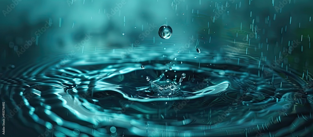 Poster droplet of water. copy space image. place for adding text and design