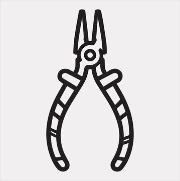 recommend clip art: Pliers outline icon Vector silhouette illustration icon on a white background