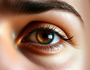 Obraz premium A close-up of a human eye featuring a hazel iris create with ai