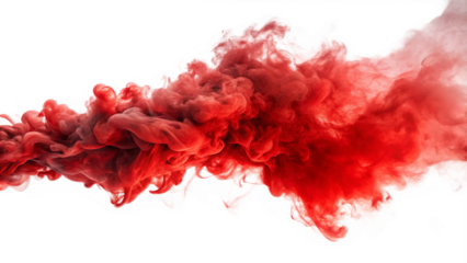 Realistic red smoke isolated on white background
