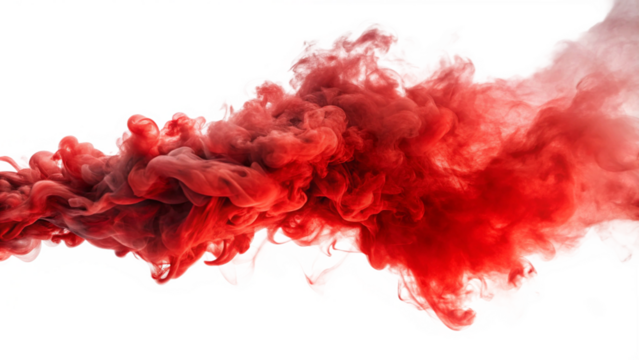 Realistic red smoke isolated on white background
