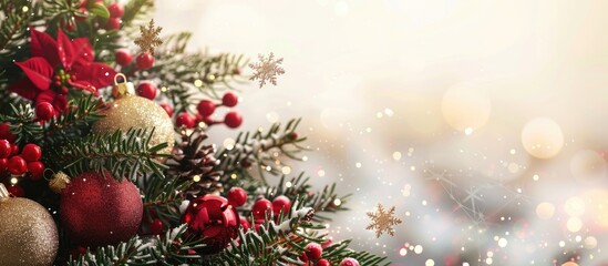Obraz premium Christmas background featuring a composition with copy space