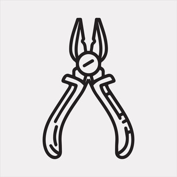 recommend clip art: Pliers outline icon Vector silhouette illustration icon on a white background