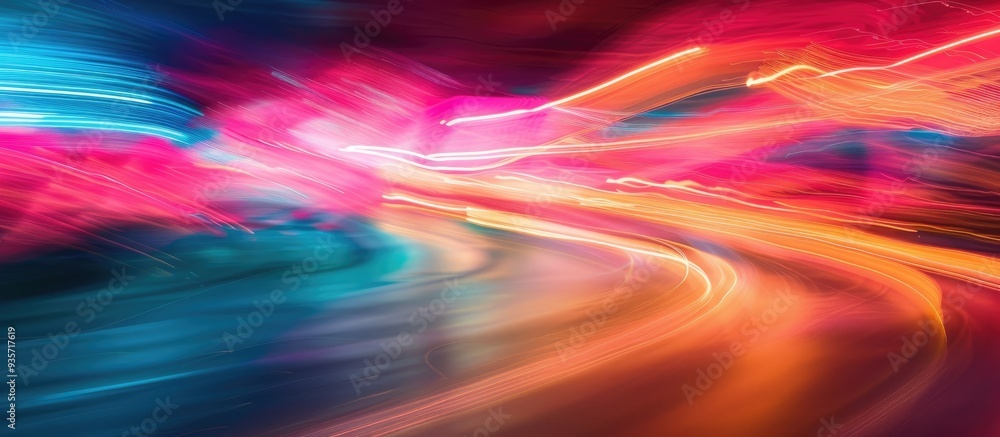 Poster moving light long exposure. copy space image. place for adding text and design