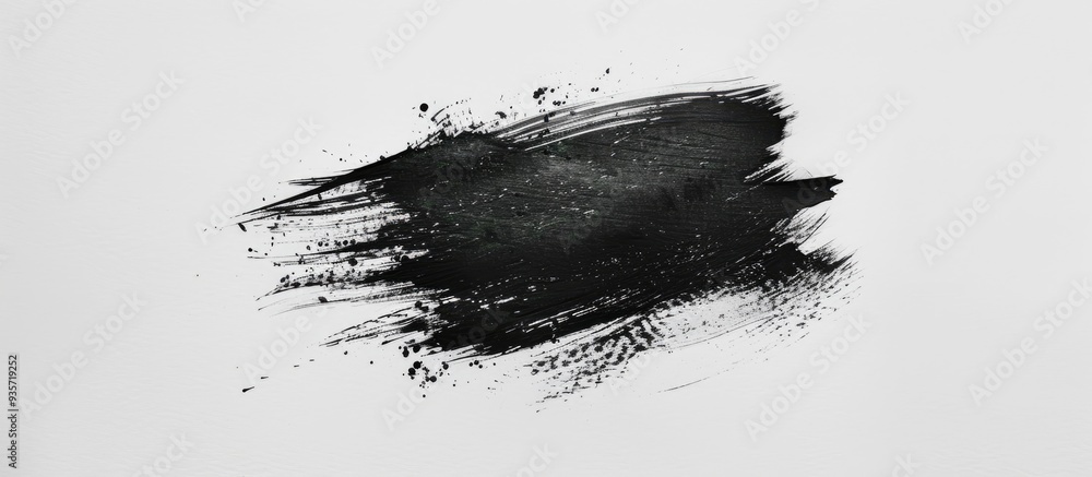 Poster black watercolor hand drawing in a square line brush style on a white paper background. copy space i