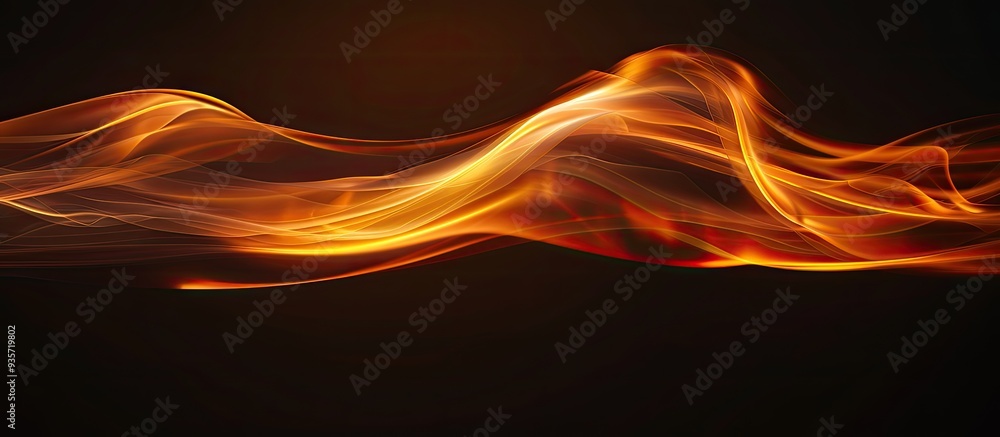 Poster flame heat and fire abstract backdrop on a black background realistic flame idea. copy space image. 