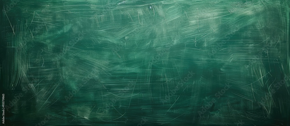 Poster green chalkboard with texture and white chalk markings. copy space image. place for adding text and 