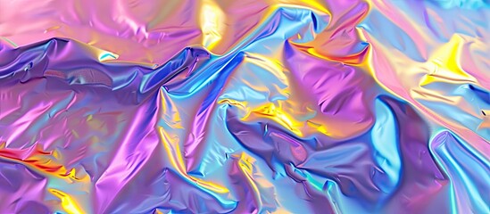 Obraz premium Holographic iridescent surface Copy space Vibrant colorful hologram background Abstract wrinkled texture with various colors Neon surface