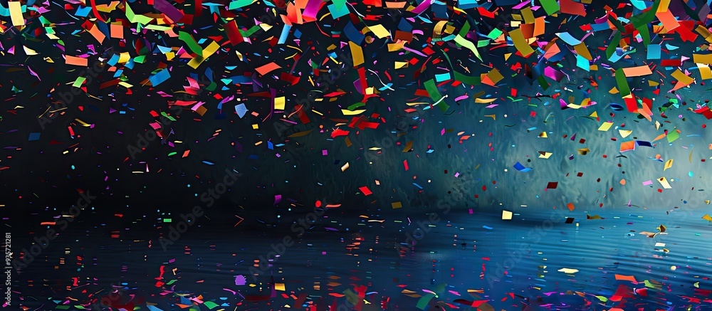 Poster border of vibrant xxl confetti simple to detach. copy space image. place for adding text and design