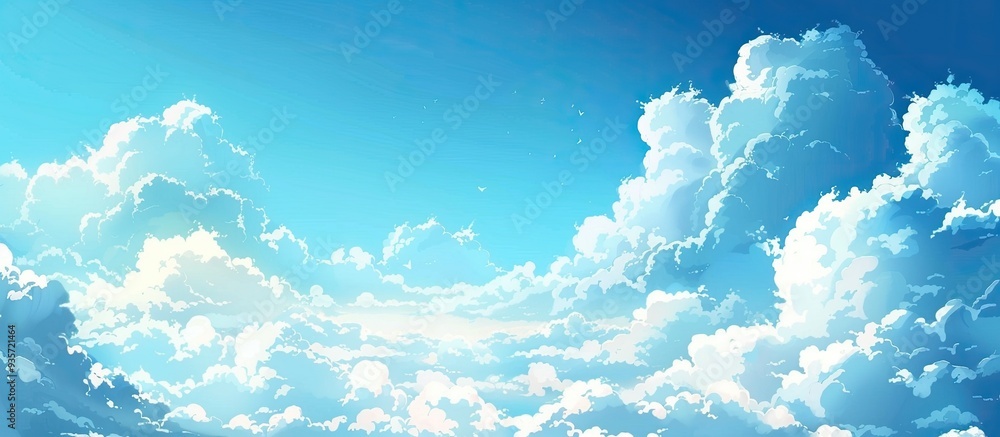 Poster lovely clouds in the morning accompanied by a stunning blue sky. copy space image. place for adding 
