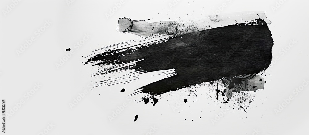 Aufkleber black watercolor hand drawing in a square line brush style on a white paper background. copy space i