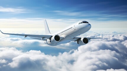 Obraz premium Commercial airplane flying high above the clouds