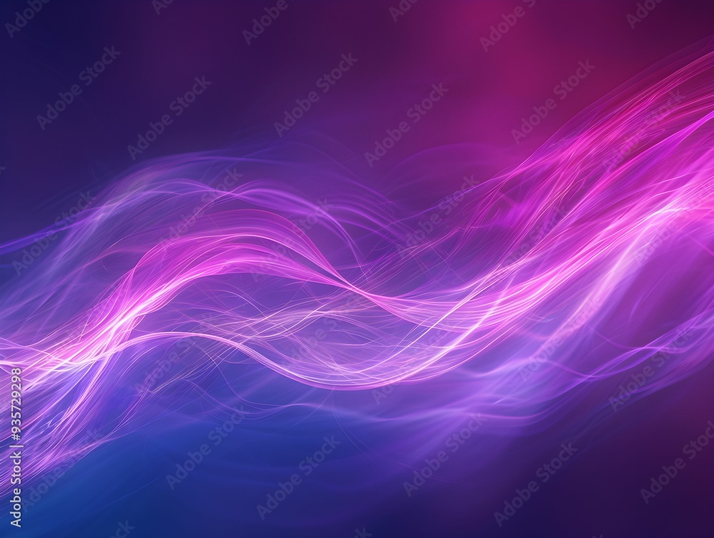 Poster abstract waves of purple and pink light create a dynamic visual display against a dark background du