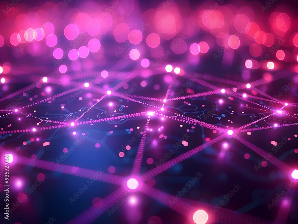 Aufkleber colorful network of glowing dots and lines representing digital connections in a futuristic setting 