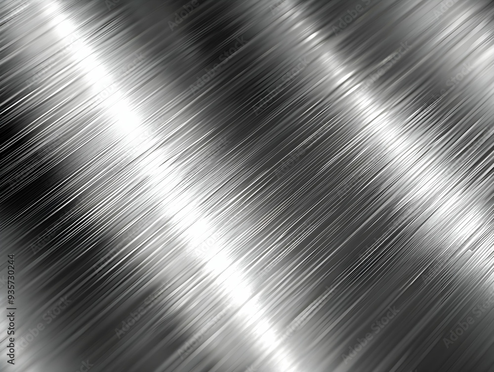 Poster close-up view of brushed metal surface highlighting light reflections and texture in a workshop sett