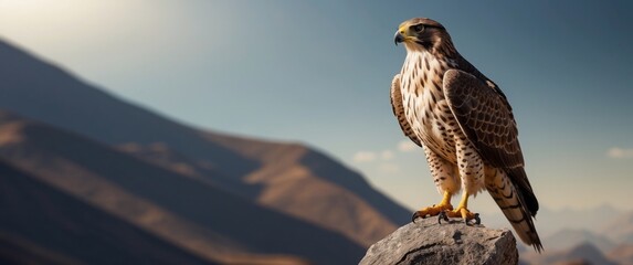 A Majestic Falcon Perched on a Mountaintop Rock