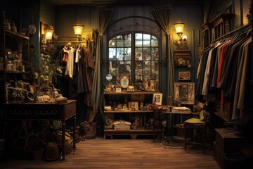 Beautifully arranged clothing and accessories corner in the store