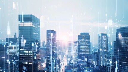 Fototapeta premium Smart city connection dot point connect with line network technology metaverse concept Big data