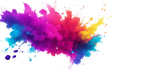 Multicolor powder explosion on White background. Colored cloud. Colorful dust explode. Paint Holi. colorful rainbow Holi paint color powder explosion with bright colors isolated white background.	