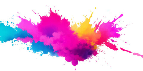 Multicolor powder explosion on White background. Colored cloud. Colorful dust explode. Paint Holi. colorful rainbow Holi paint color powder explosion with bright colors isolated white background.	