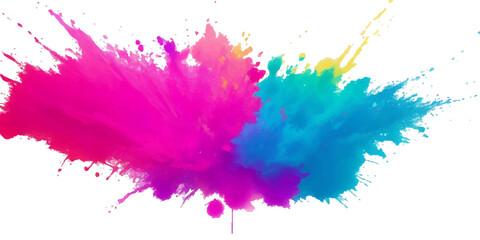 Multicolor powder explosion on White background. Colored cloud. Colorful dust explode. Paint Holi. colorful rainbow Holi paint color powder explosion with bright colors isolated white background.	