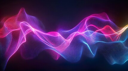 Obraz premium Glowing neon digital waveforms perfect for a sleek and futuristic background with a modern aesthetic