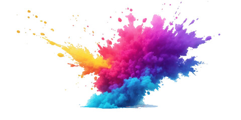 Multicolor powder explosion on White background. Colored cloud. Colorful dust explode. Paint Holi. colorful rainbow Holi paint color powder explosion with bright colors isolated white background.	