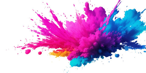 Multicolor powder explosion on White background. Colored cloud. Colorful dust explode. Paint Holi. colorful rainbow Holi paint color powder explosion with bright colors isolated white background.	