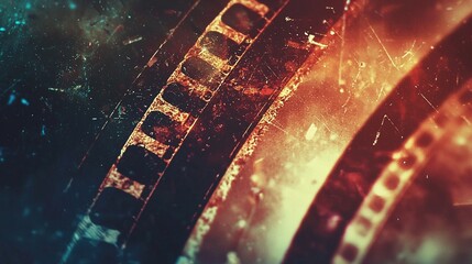 This image showcases a vintage film backdrop with scratches, dust particles, and light leaks, ideal for creating overlays.