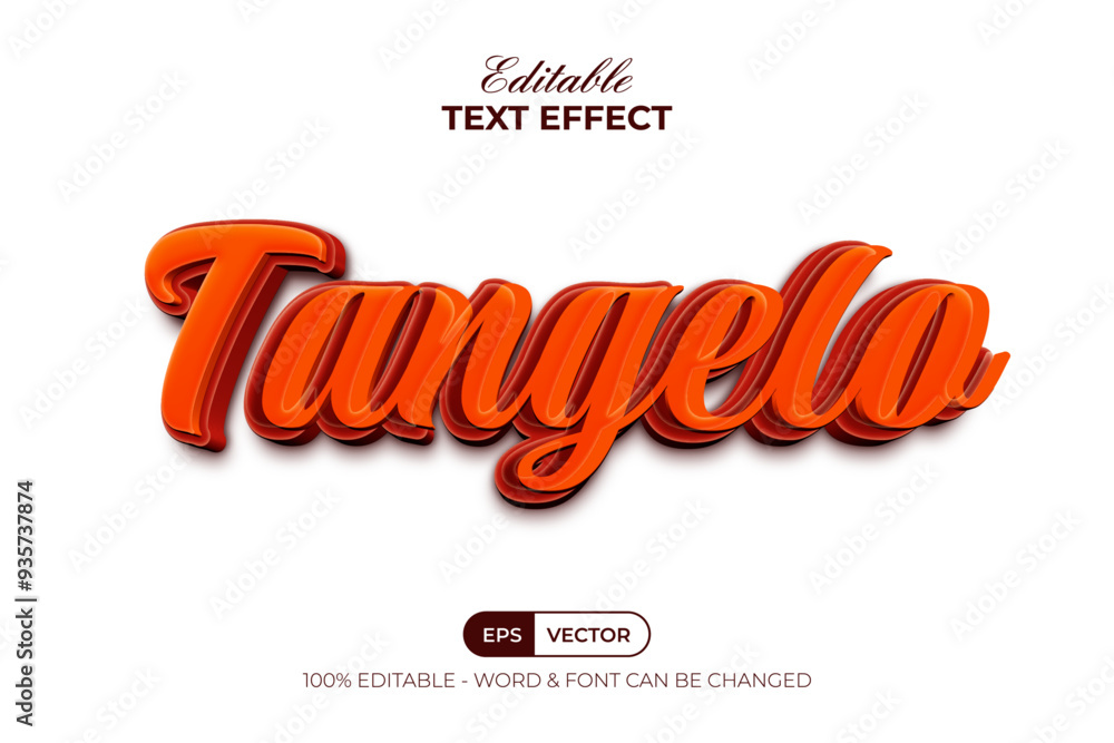 Poster tangelo text effect 3d style. editable text effect.
