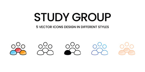 Study Group icons set five different style vector stock illustration