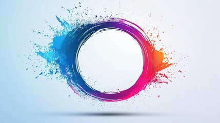 A sleek minimalist circle combined with a bold splash of vibrant color, creating a stylish and captivating backdrop for business use.