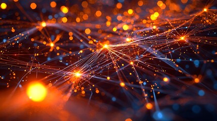 Fototapeta premium Signal transmission in telecommunication, highlighting the flow of data, from origin to destination, across vast networks.