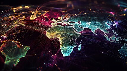 Coverage of telecommunication signals, visualizing signal strength, distribution, and connectivity across regions.