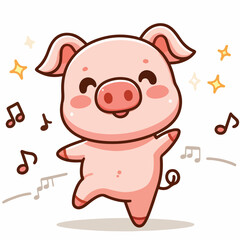 vector cartoon rabbit dancing