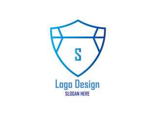 Gradient blue sky shield logo design