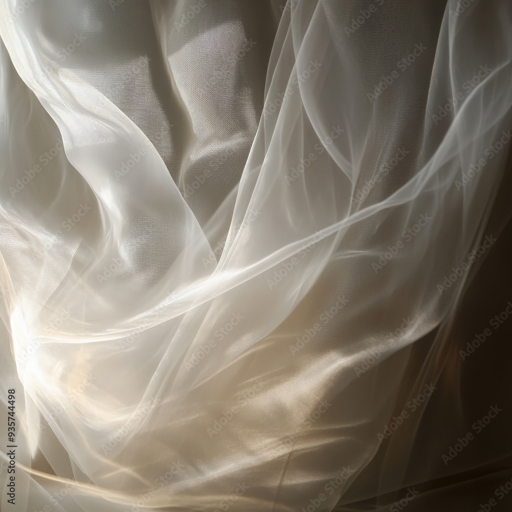 Aufkleber An intriguing image displaying folds of white sheer fabric with ethereal light playing through, creating a magical and captivating effect that arouses curiosity and fascination.