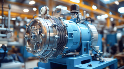 Fototapeta premium Powerful electric motor standing in modern industrial factory