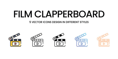 Film Clapperboard icons set five different style vector stock illustration