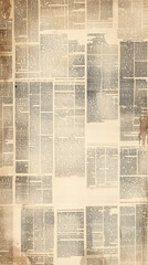 Obraz premium Faded Newspaper Clippings on Vintage Yellowed Paper Background