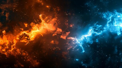 Naklejka premium Abstract Art of Fiery Orange and Electric Blue Energy