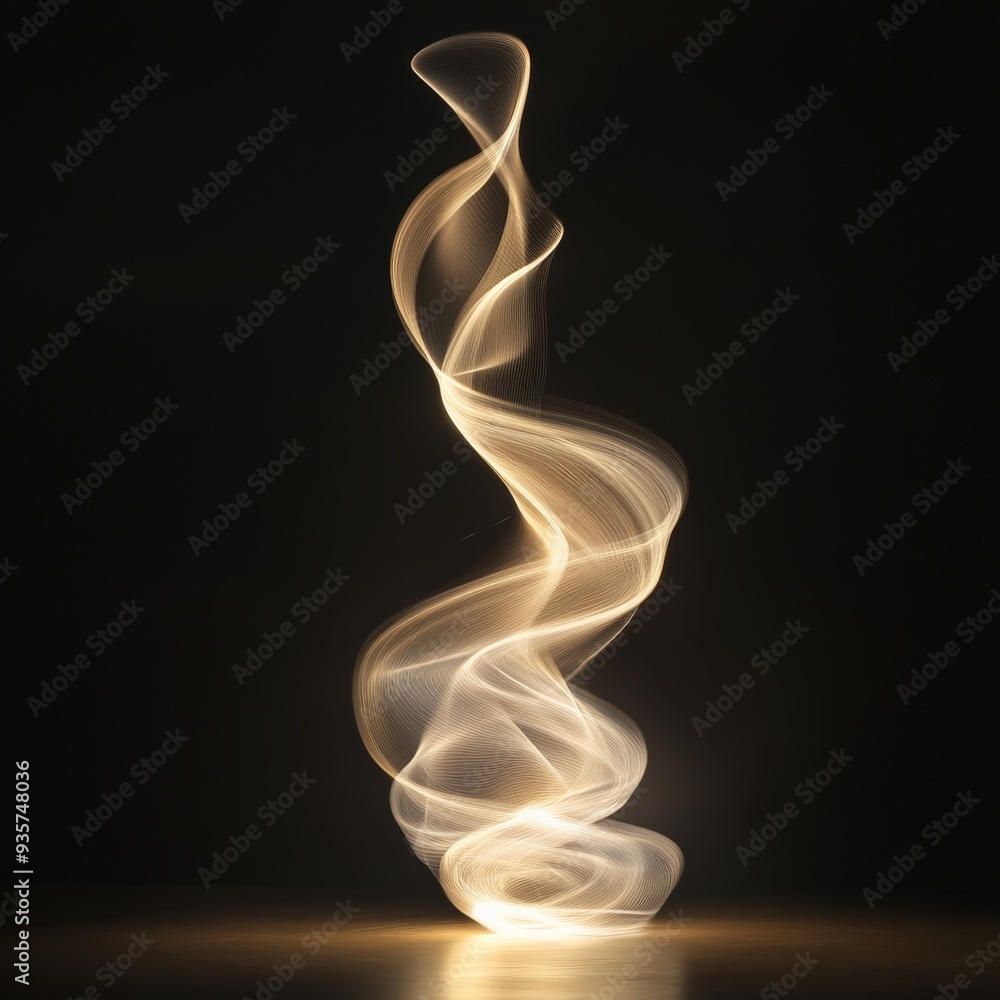 Aufkleber this image showcases elegant golden light trails forming a fluid and ethereal shape against a dark b