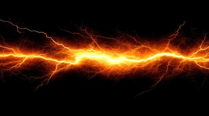 A Bright Orange Lightning Bolt Across a Black Background
