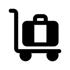 luggage cart glyph icon