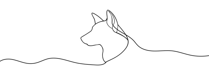 Continuous dog pet animal single line art outline Vector illustration