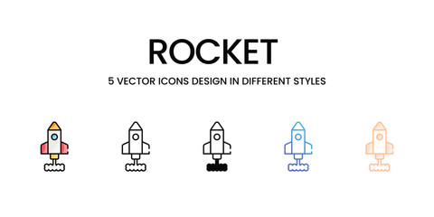 Rocket  icons set five different style vector stock illustration