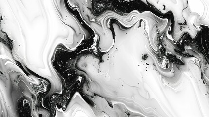 Abstract Black, White, and Silver Swirls and Specks