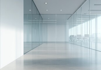 Fototapeta premium Office interior with coworking and meeting areas near a window.