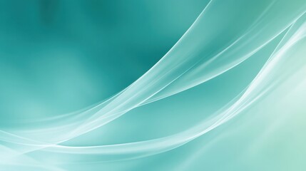 Abstract light waves in a soft teal and white gradient background.