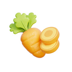 Carrot, Healthy Vegetables And Herbs, 3D rendering.